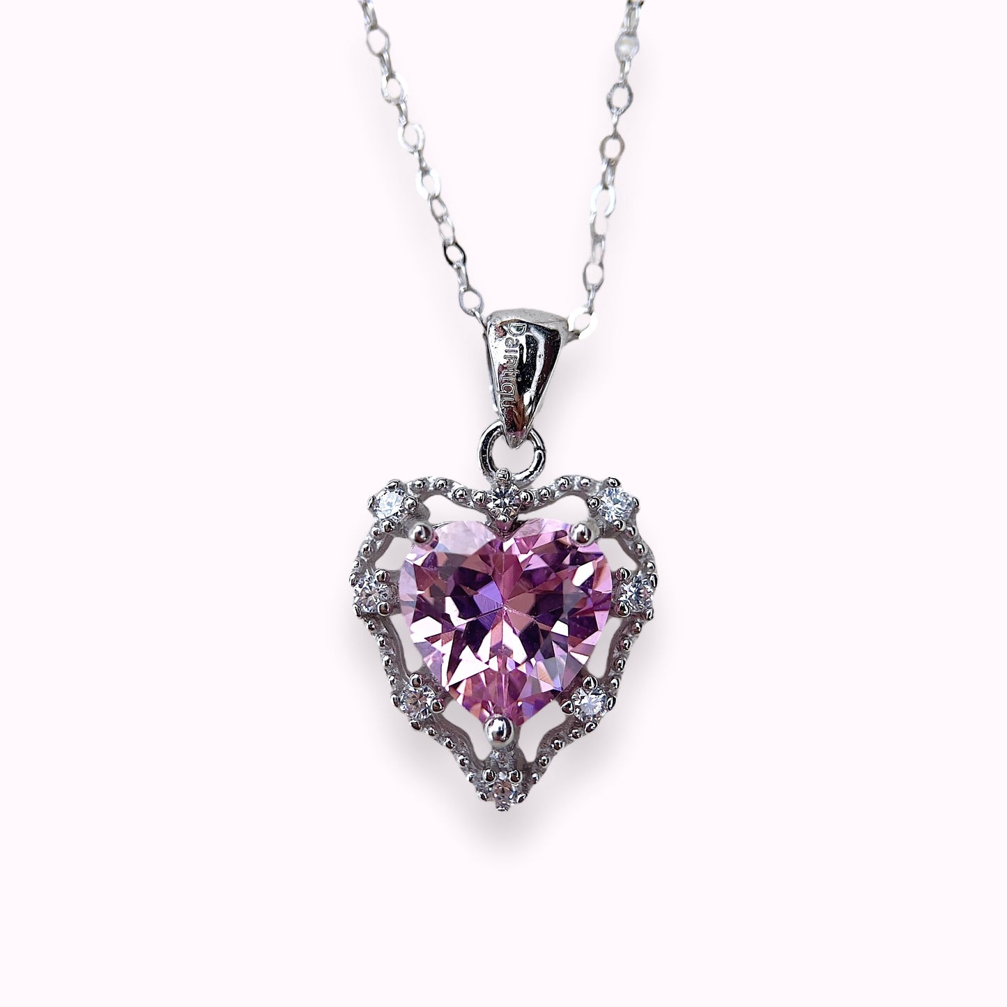 Pink Zirconia Love Necklace