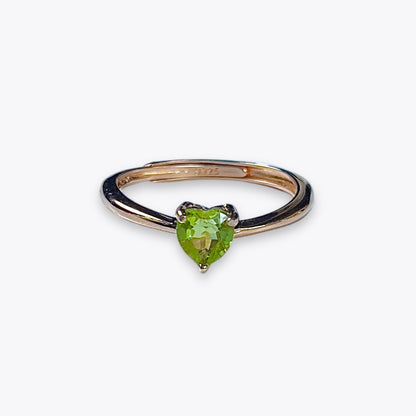 Peridot Dainty Heart Ring