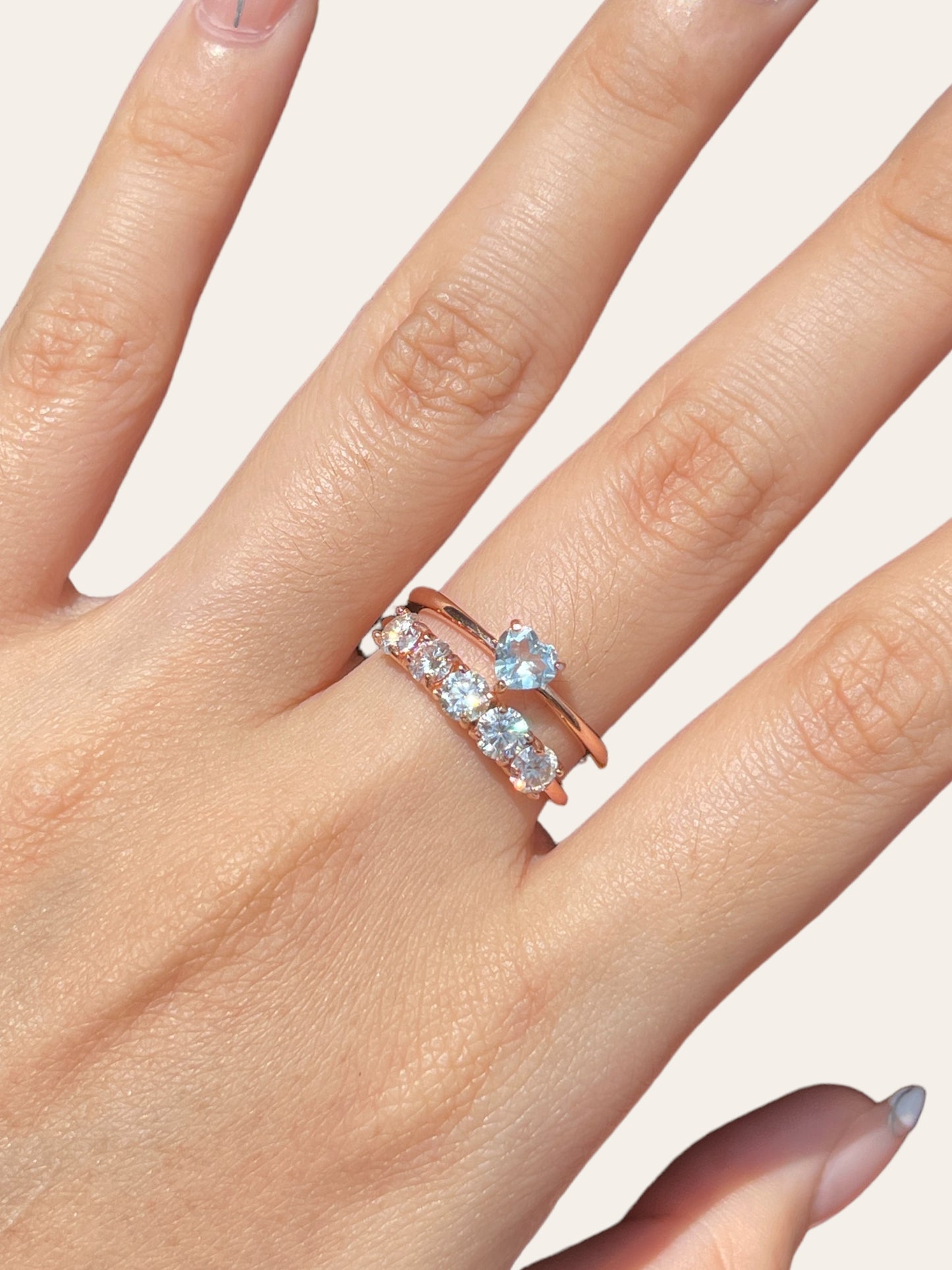 Blue Topaz Dainty Heart Ring