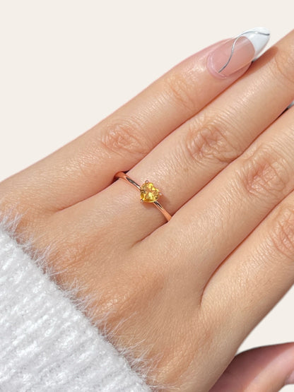 Citrine Dainty Heart Ring