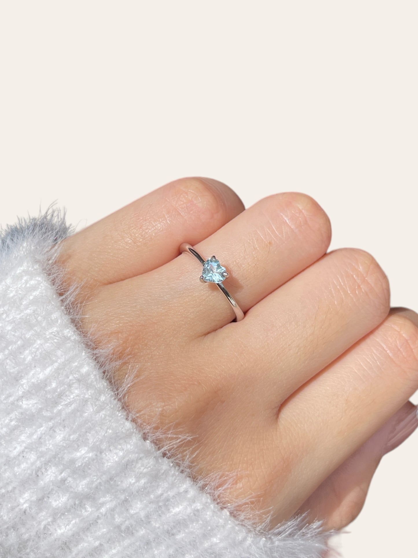 Blue Topaz Dainty Heart Ring