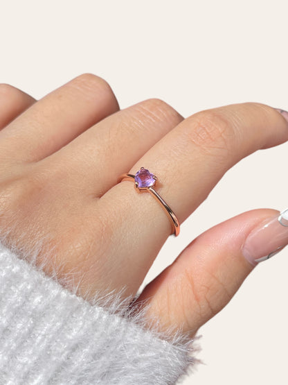 Amethyst Dainty Heart Ring