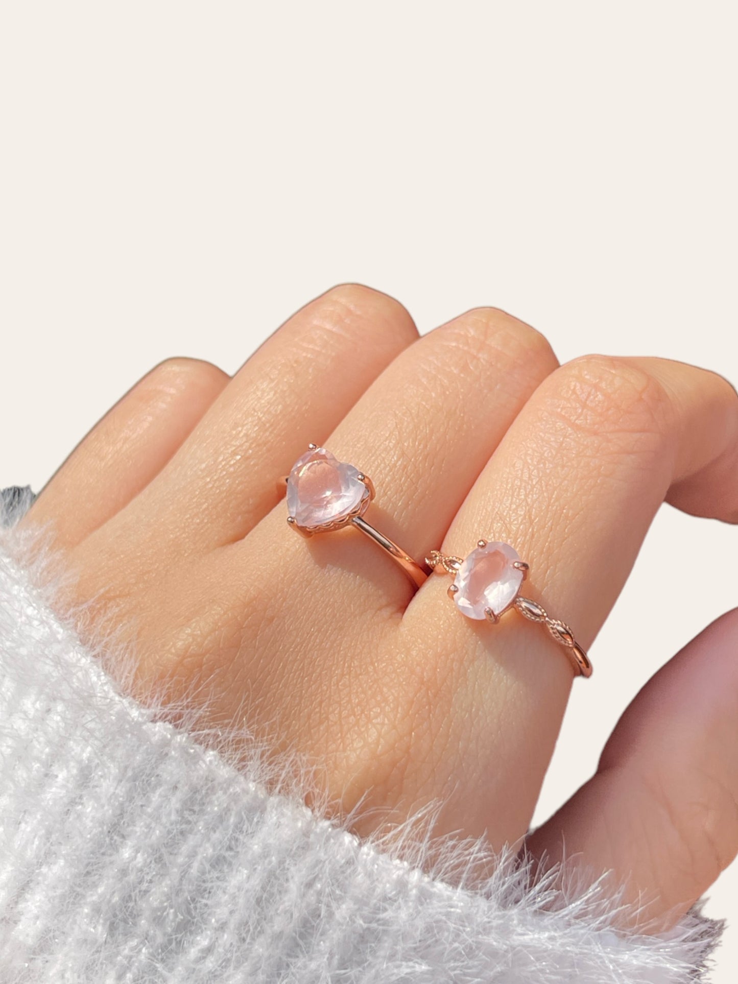 Rose Quartz Heart Ring