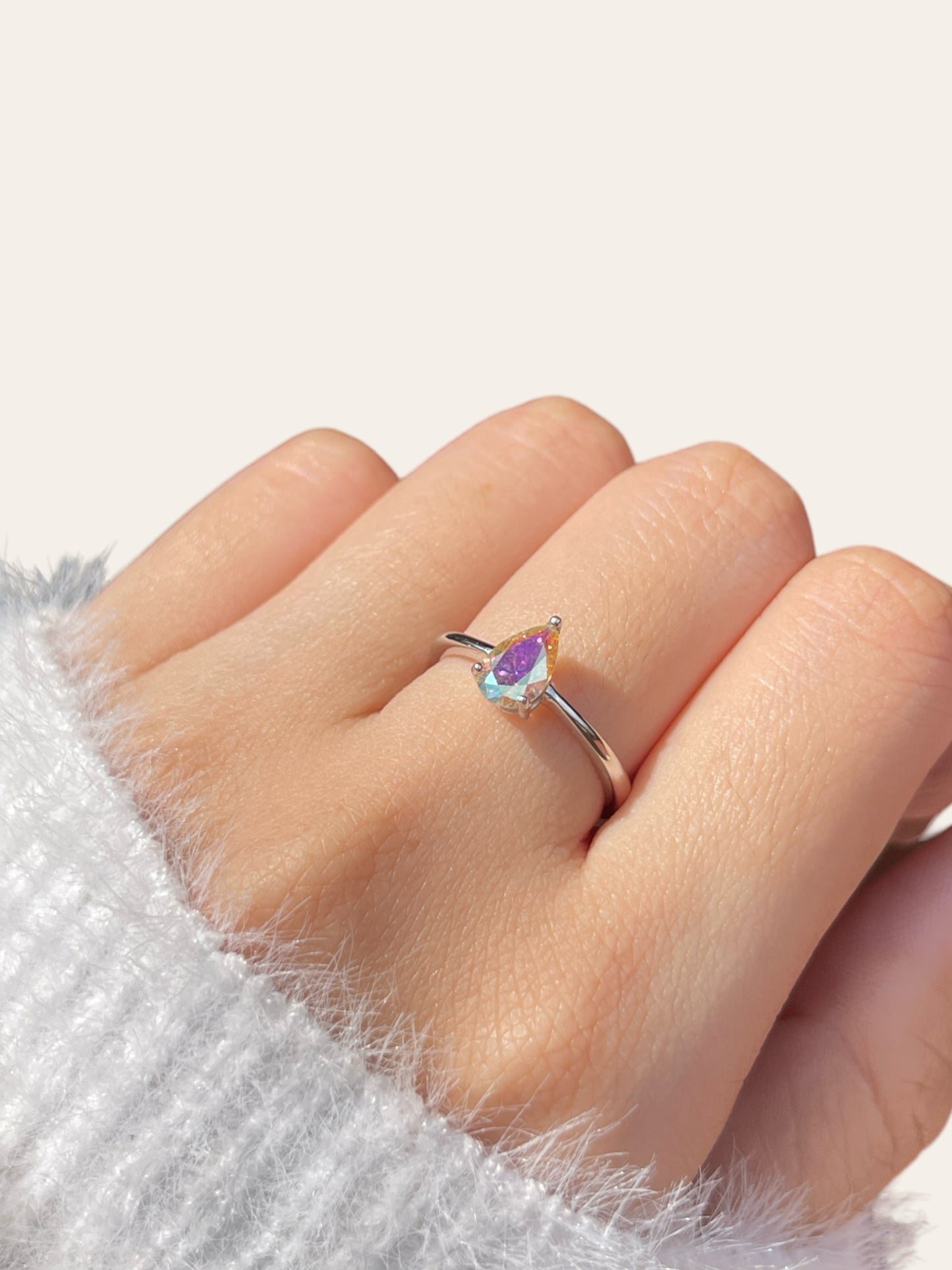 Angel Aura Moissanite Teardrop Ring