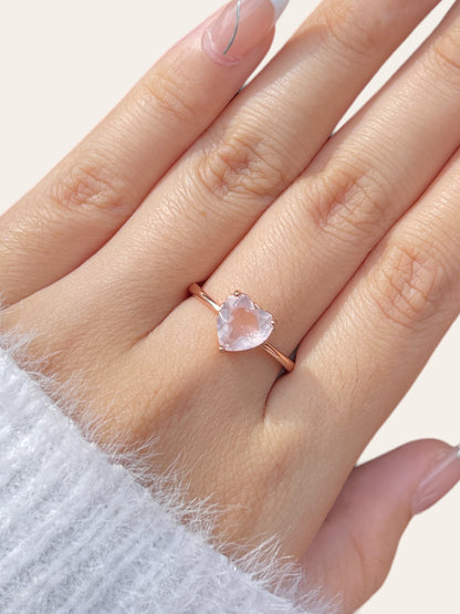 Rose Quartz Heart Ring