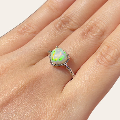 Opal Cabochon Heart Ring
