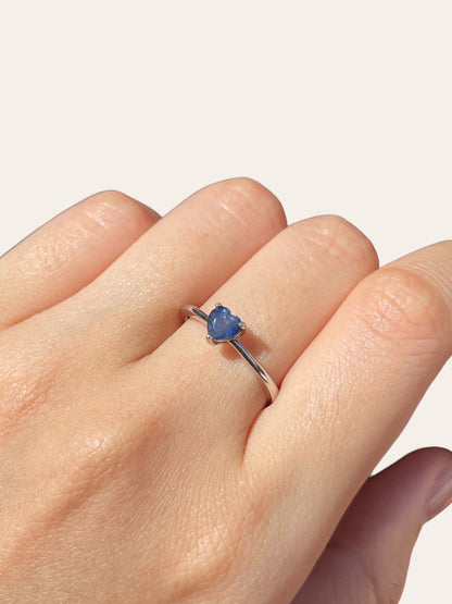 Blue Sapphire Dainty Heart Ring