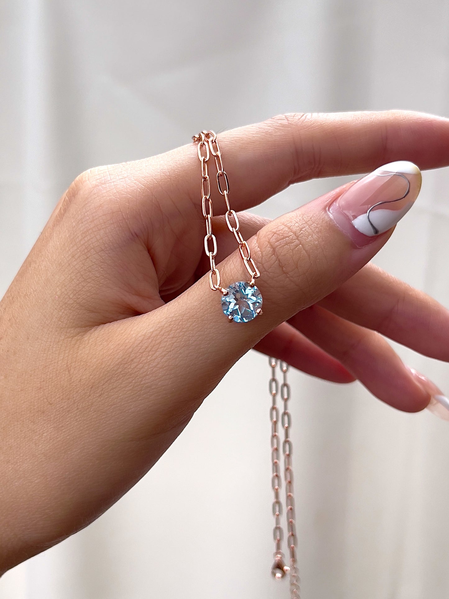 Blue Topaz Link Chain Necklace