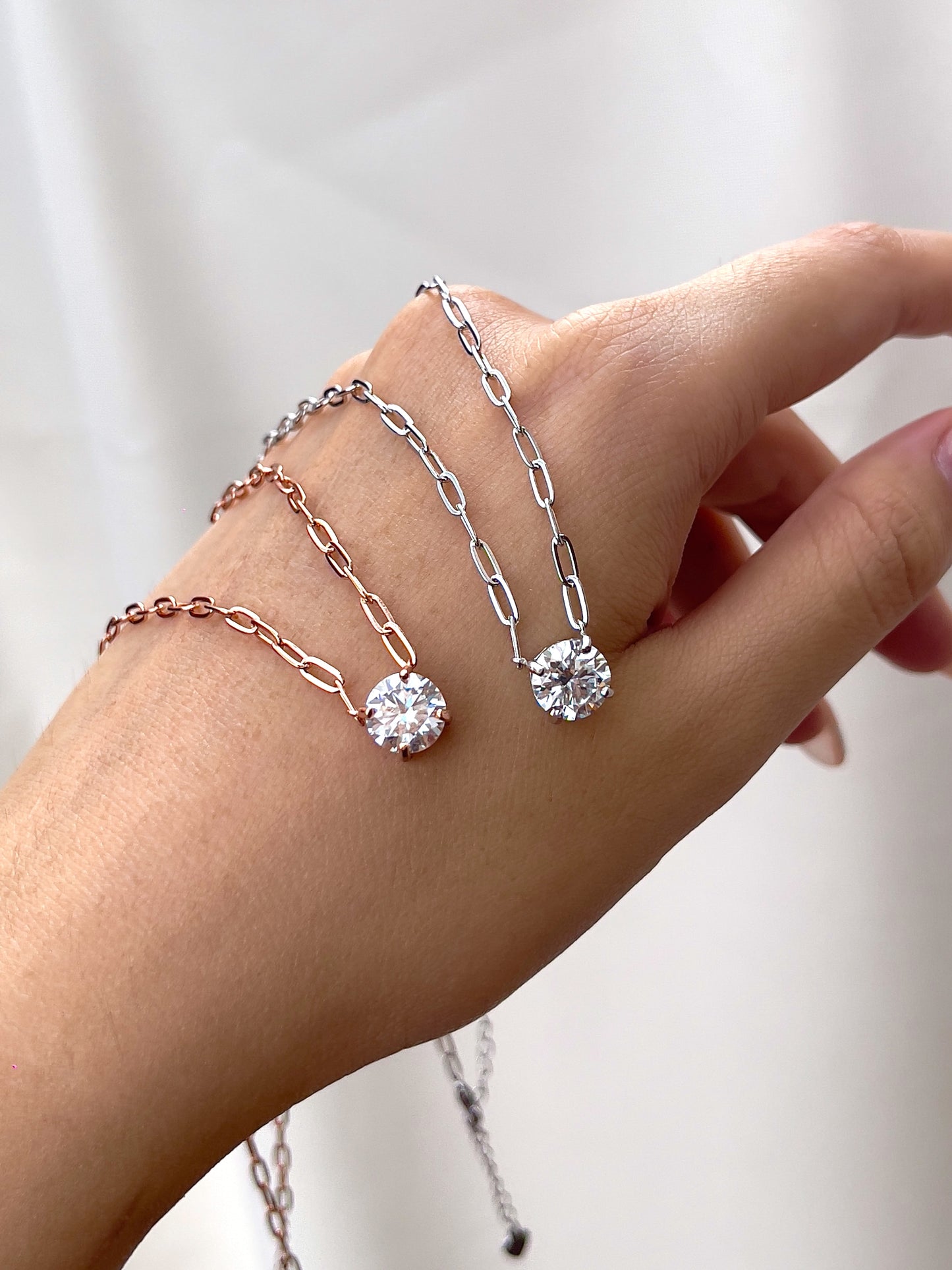 White Moissanite Link Chain Necklace