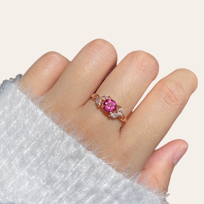 Pink Topaz Floral Ring