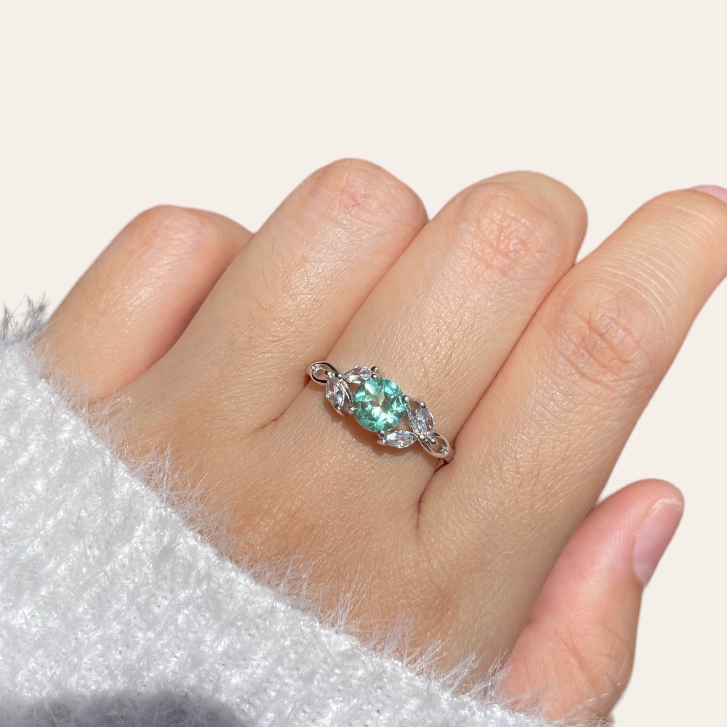 Green Topaz Floral Ring