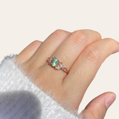 Green Topaz Floral Ring