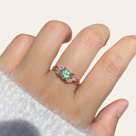 Green Topaz Floral Ring