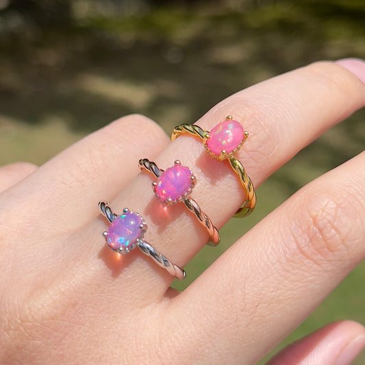 Cabochon Pink Opal Ring