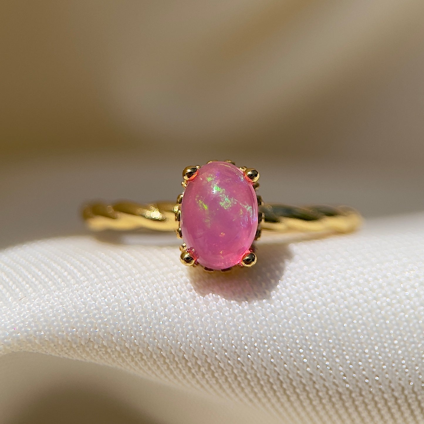 Cabochon Pink Opal Ring