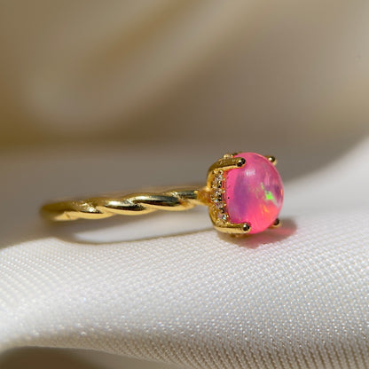 Cabochon Pink Opal Ring