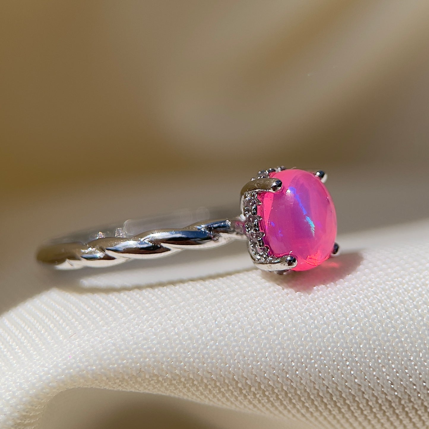 Cabochon Pink Opal Ring