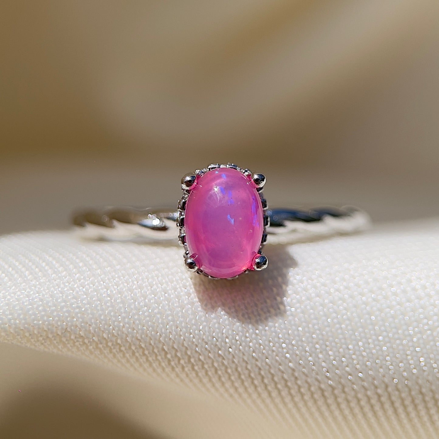 Cabochon Pink Opal Ring