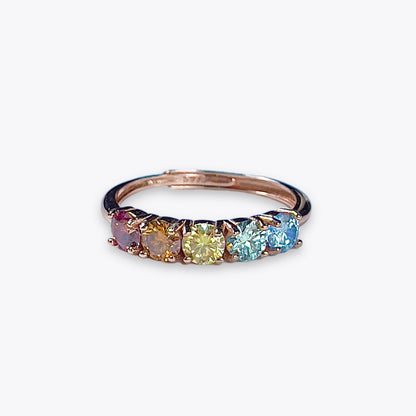 Rainbow Moissanite Eternity Ring