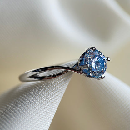 Tiffany Blue Twisty Heart Moissanite Ring