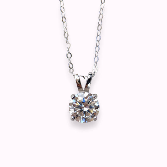 White Moissanite Solitaire Necklace