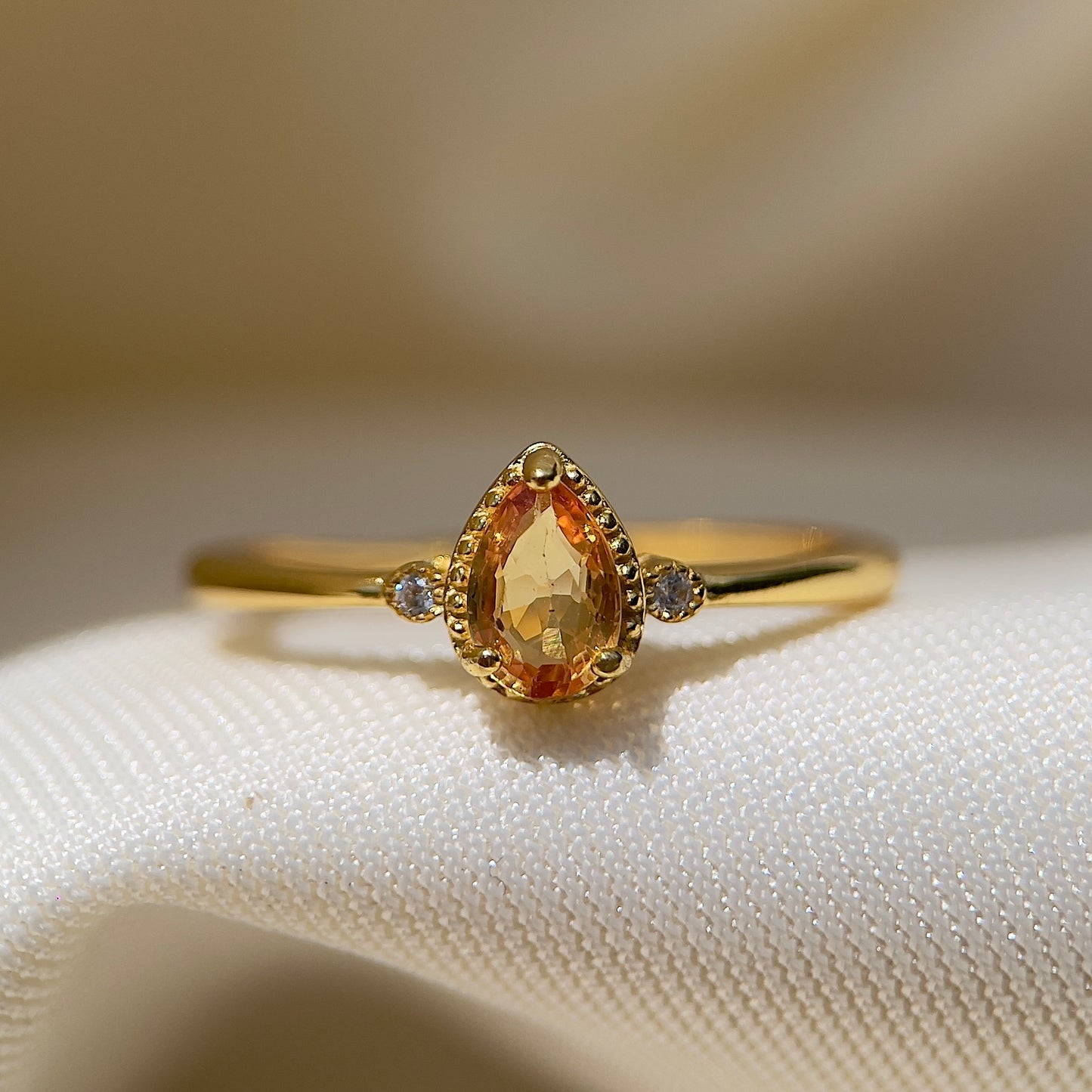 Yellow Sapphire Pear Ring