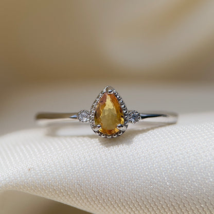 Yellow Sapphire Pear Ring