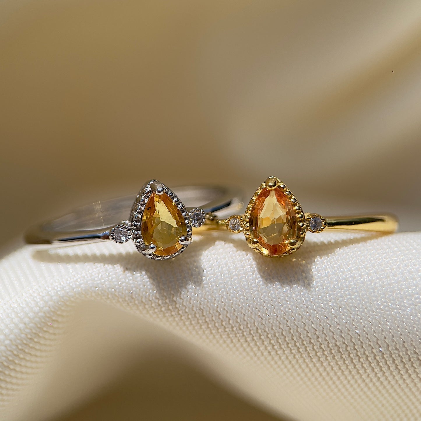 Yellow Sapphire Pear Ring