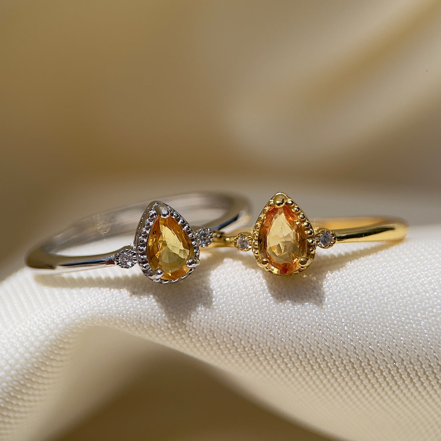 Yellow Sapphire Pear Ring